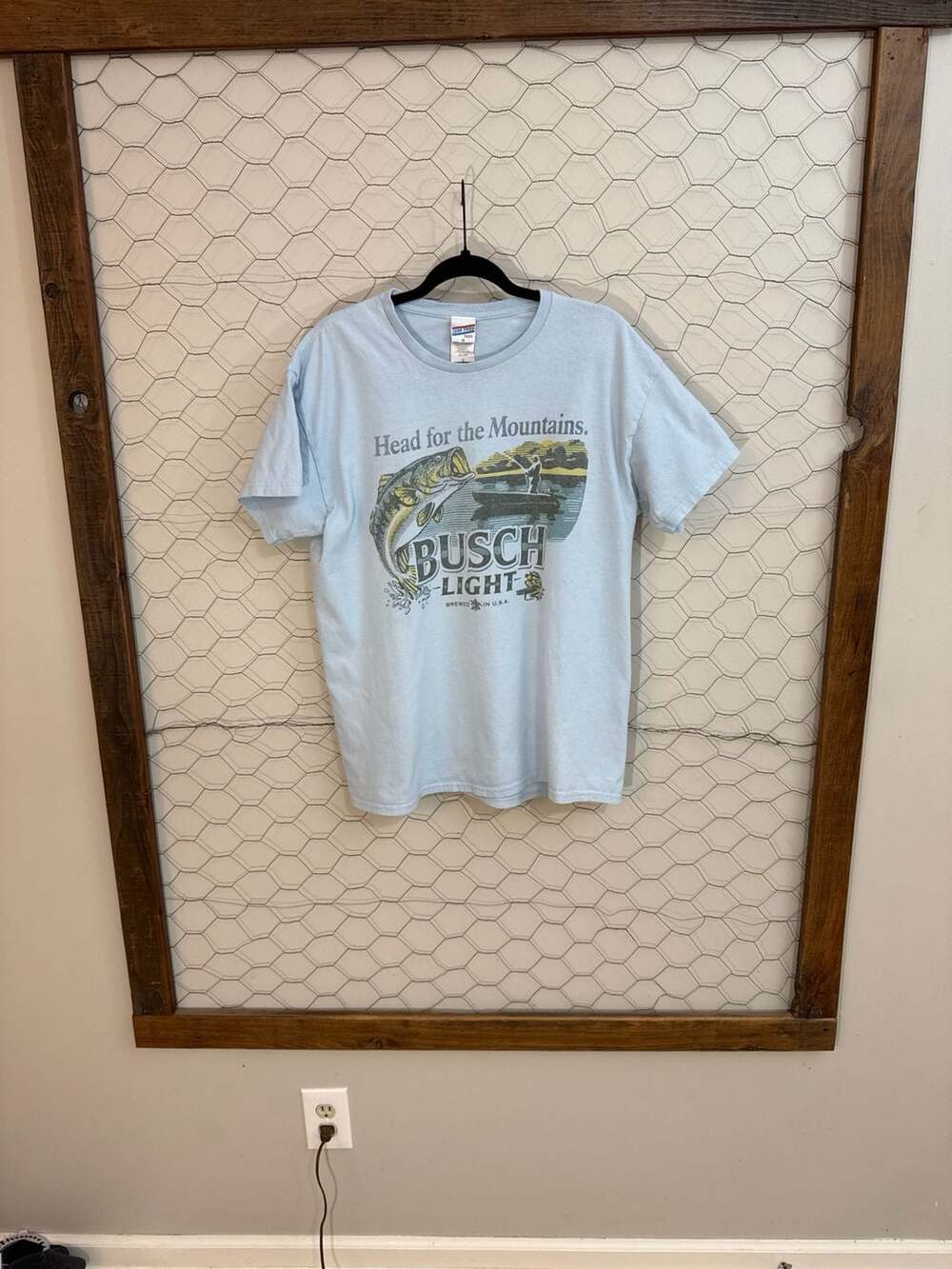 Junk Food Busch Light Head for the Mountains Bass Fishing Graphic T-Shirt